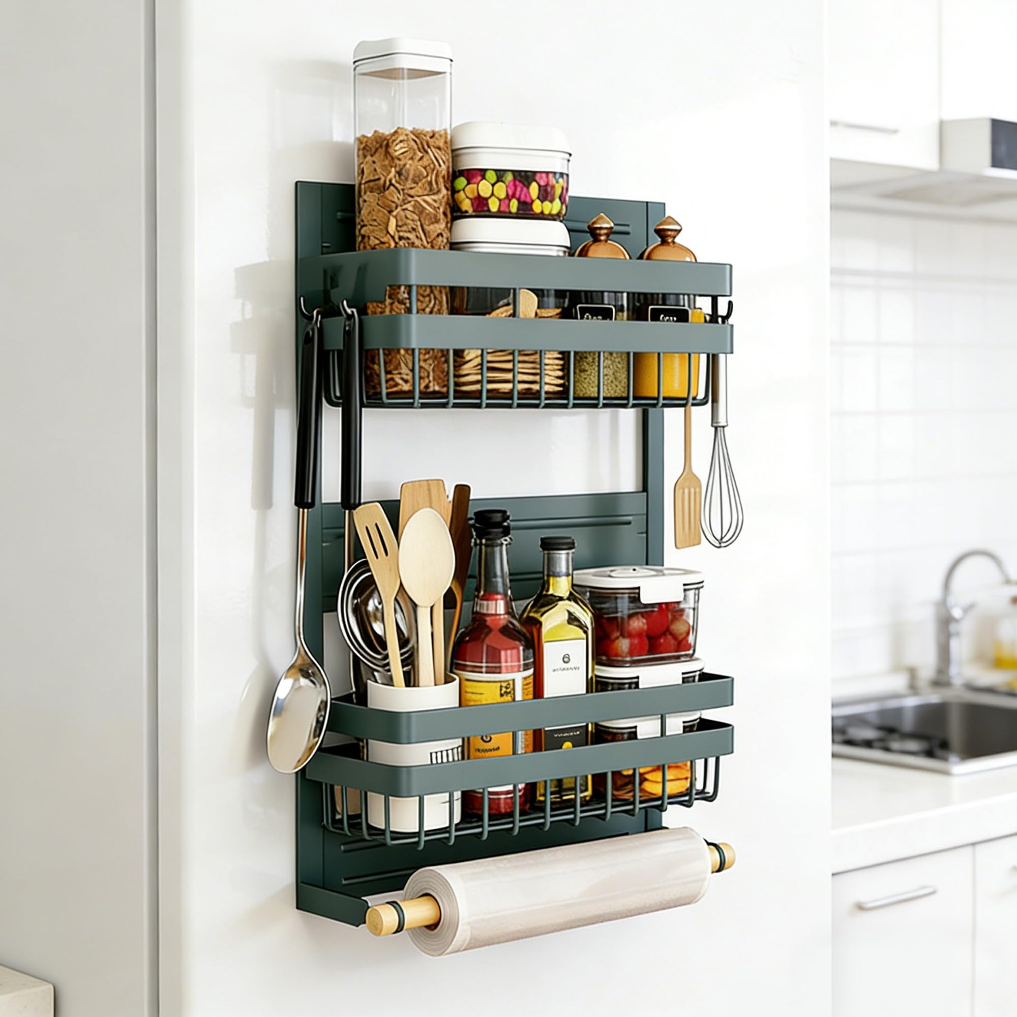 Amazon.co.jp: マグネット 冷蔵庫サイドラック キッチンペーパー