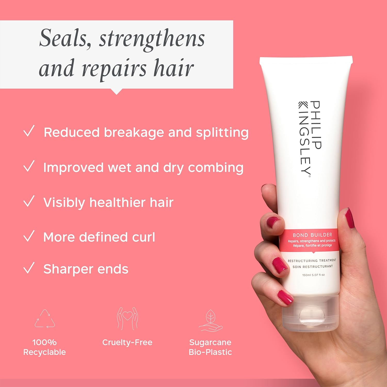 PHILIP KINGSLEY | Bond Builder Restructuring Treatment Hair Repair Mask | Treatment for Damaged, Bleached, Colored Hair | Breakage and Split Ends Treatment | 1.35oz - Image 2