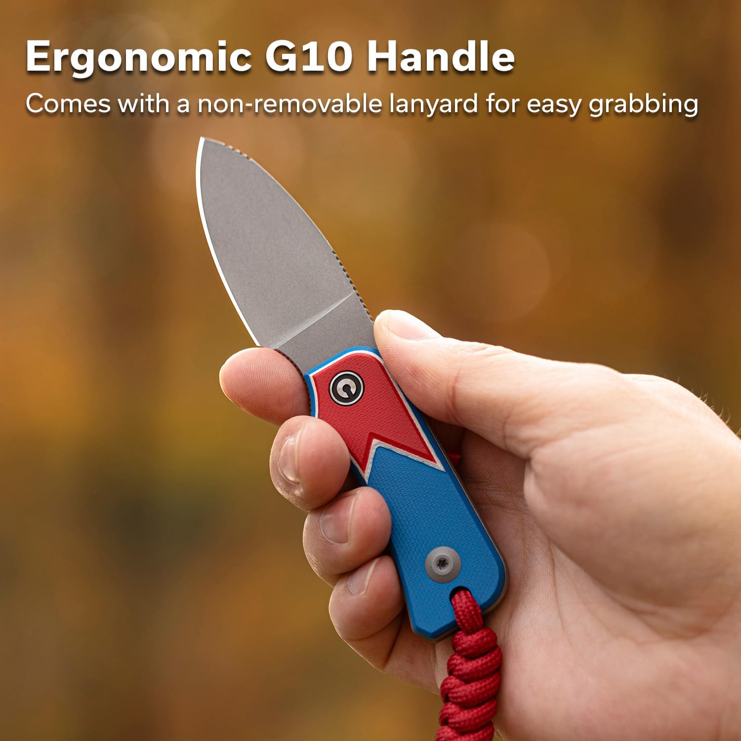 CIVIVI Edc Fixed Blade Knife with Kydex Sheath & Clip, Small Baby Banter Camping Hiking Knife, 2.39" Nitro-V Blade G10 Handle, Lanyard and Chain Included C23045A-1