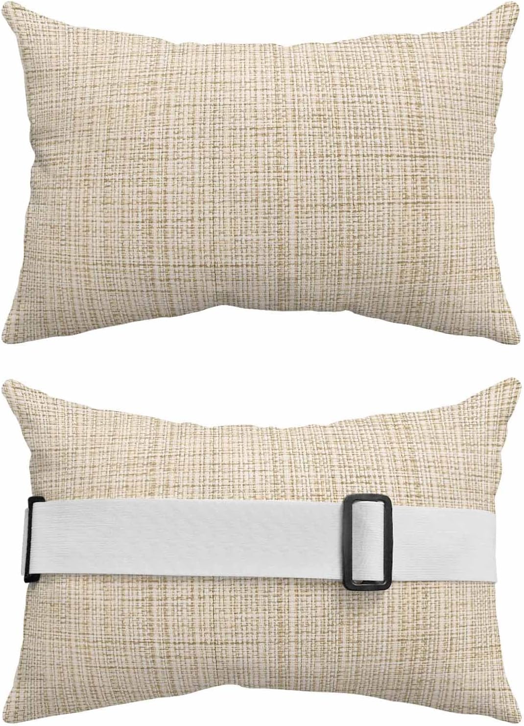 Outdoor Chair Pillow Headrest for Patio Pool Chaise Lounge, Beige Rustic Recliner Head Pillow, Vintage Farmhouse Beige Solid Color Waterproof Pillowcases Neck Lumbar Pillows & Insert 11x16x1