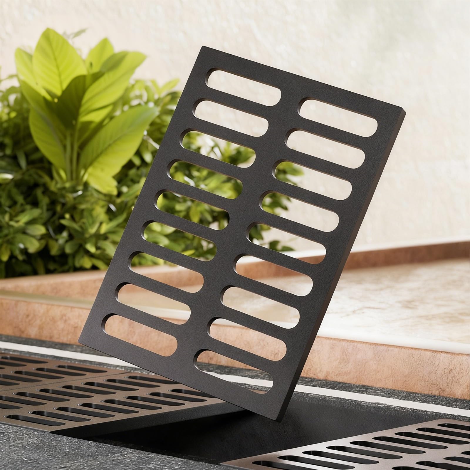 GLDYTVF Cast Iron Drainage Grate Cover 30 cm (12 in) Urban & Residential Drain Channel with Grate for Driveways Sidewalks and Underground Garages