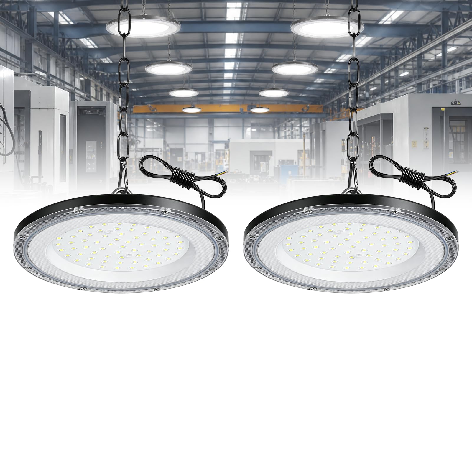 Worshow 200W UFO LED High Bay Light, 20000LM 6500K IP65 Waterproof, 2 Pack — image 1