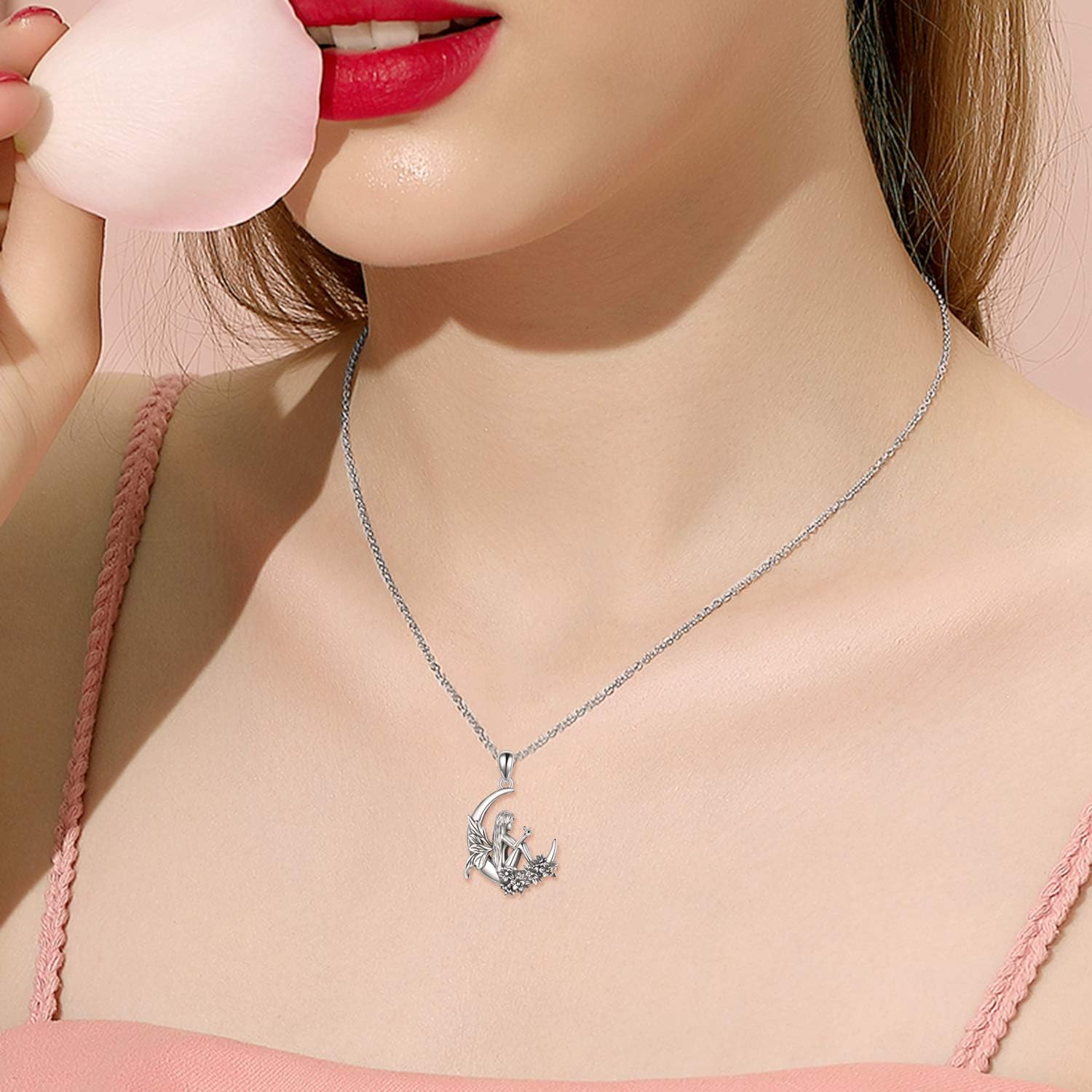 Sterling Silver Cute Animal Pendant Necklace Fox/Snake/Unicorn/Owl on Moon/Rabbit/Horse Necklace Jewelry for Women Mom Sister - Image 2