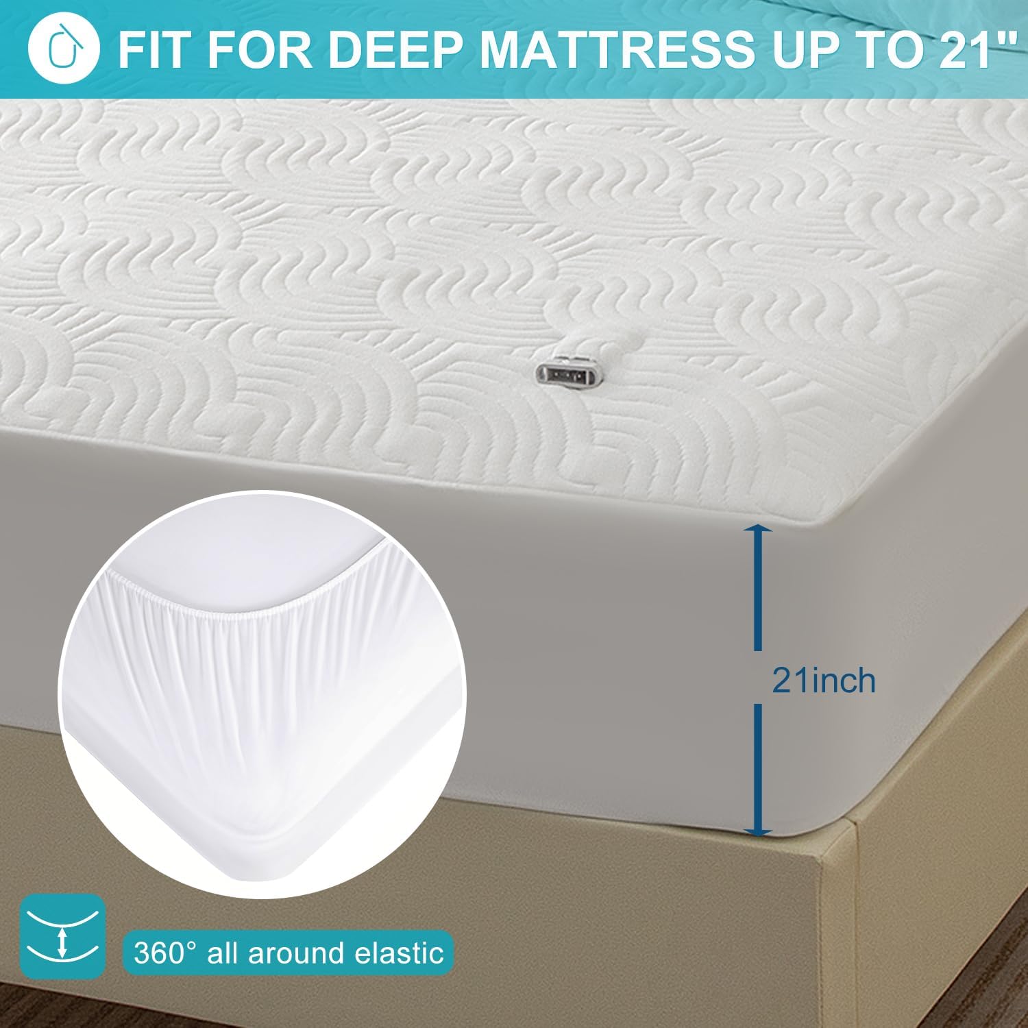 Dowin Queen Size Heated Mattress Pad-Bed Heating Pad with Deep Pocket,Dual Controller Electric Bed Warmer with Auto Shut Off & 5 Heat Settings 14.3ft Long Cord| Machine Washable (60x80 Inch)