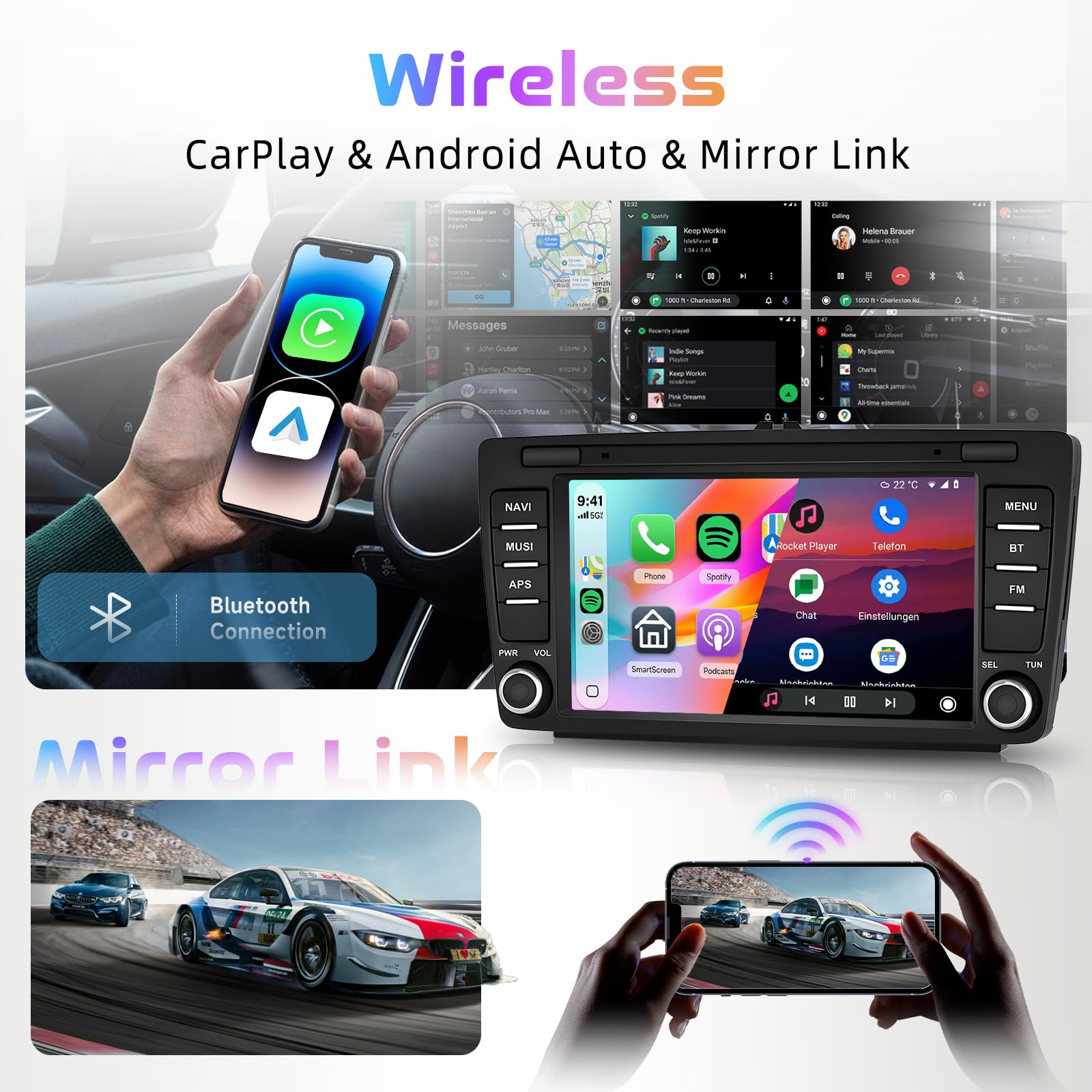 Hodozzy 4GB+64GB Autoradio pour Skoda Octavia 2 Rapid Yeti Roomster Superb