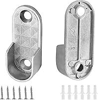 Vista 1 de Paquete de 2 soportes ovalados de extremo de barra de armario, soporte de armario de aleación de zinc, soporte de barra de armario para varillas