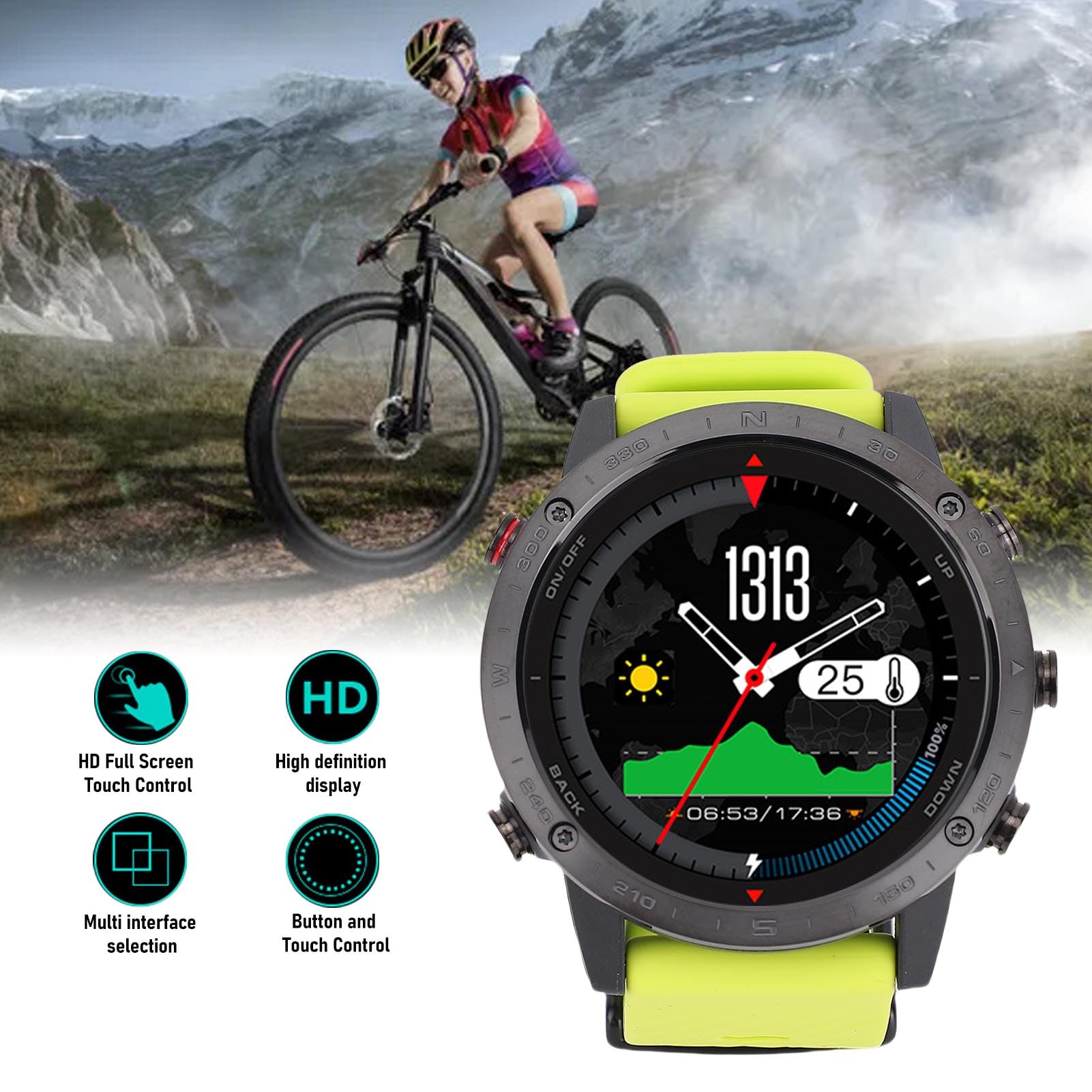 Dilwe Smartwatch Rotondo, Silicone in Lega Ti, Fitness Tracker Resistente all'acqua con Schermo da 1,3 Pollici per attività di Nuoto all'aperto