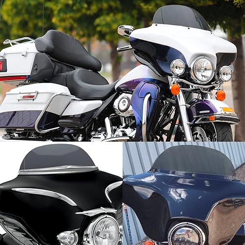 Miniatura 9 de WYNMOTO Parabrisas ahumado de 7 pulgadas compatible con Harley Davidson Touring Electra Glide Street Glide Tri Glide FLHT FLHTCU Ultra Classic Glide