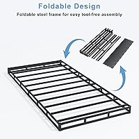 Vista 5 de Somier individual de perfil bajo, somier de 3 pulgadas para cama de tamaño individual, base de cama resistente, base de colchón de metal, fácil