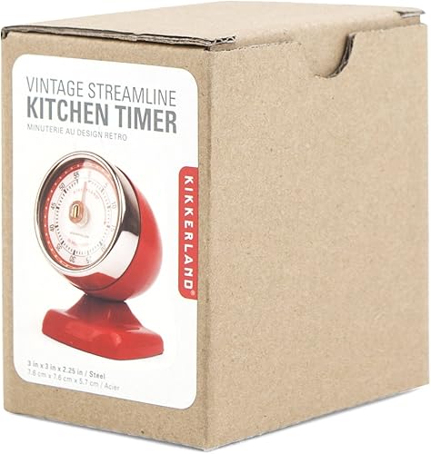 Kikkerland Temporizador de cocina Vintage Streamline, rojo