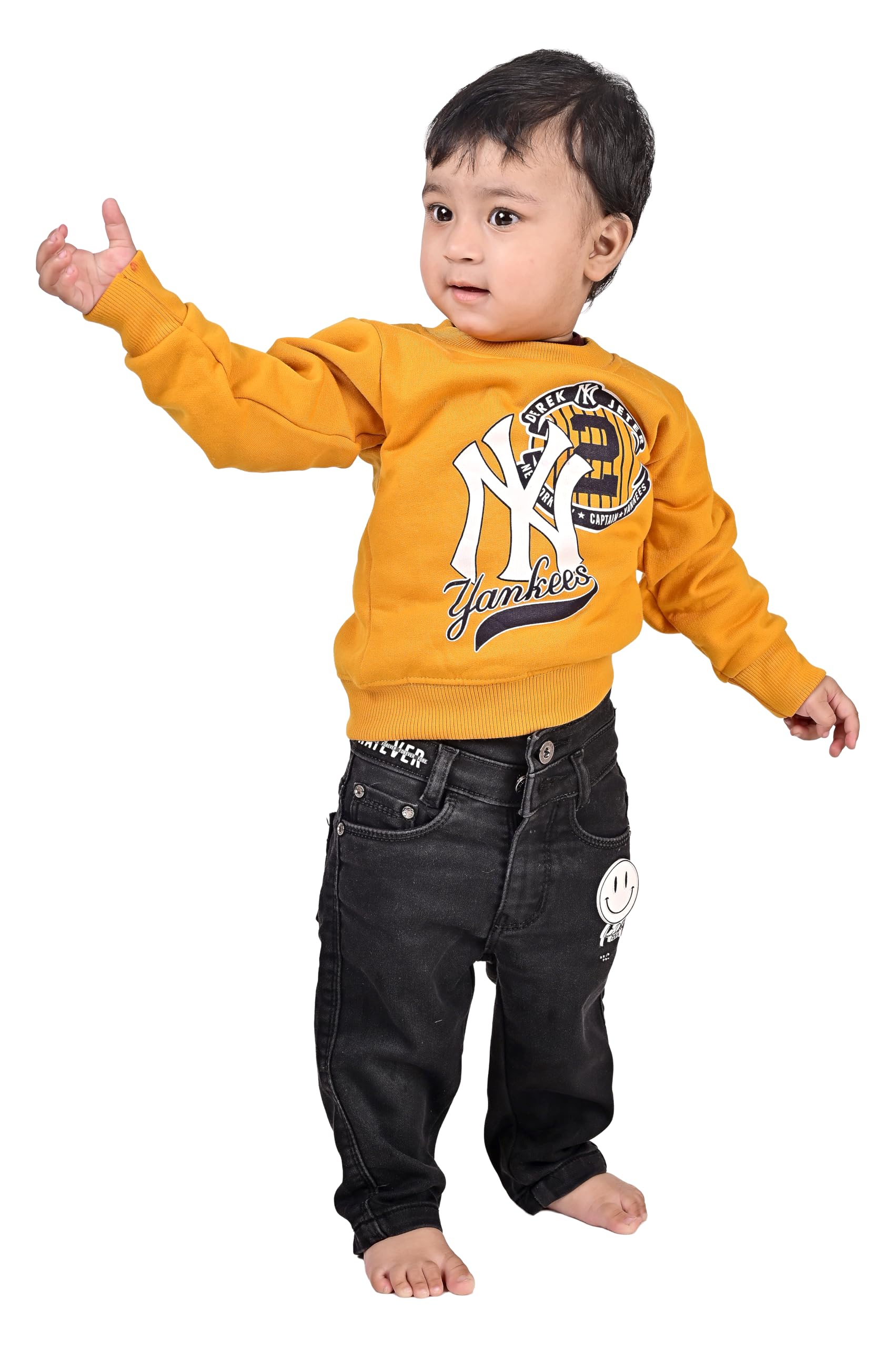 Brink Casual WinterWear Full Sleeve Round Neck Hoodie for Baby Girls (Code - CFRU-53) Yellow