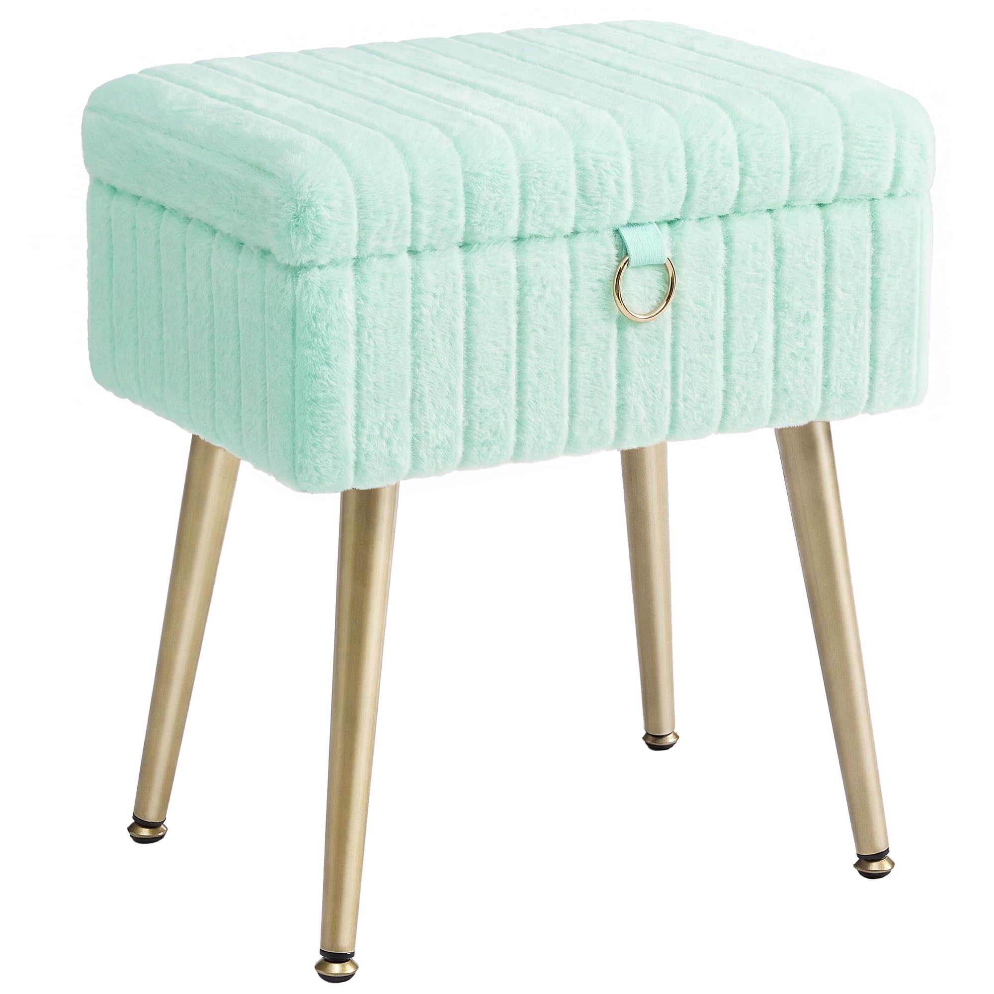 SONGMICS Vanity Stool Chair with Storage, Metal Legs, Max. Load 440 lb