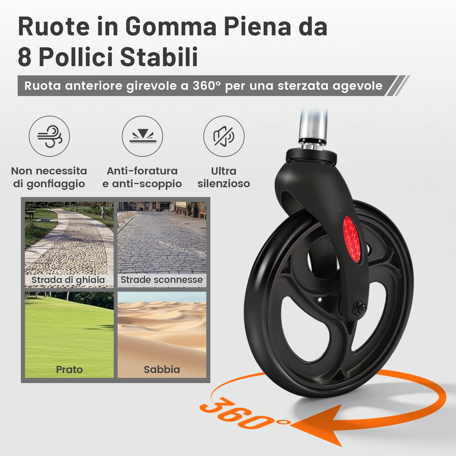 R3 Deambulatore leggero 2 in 1 e sedia a rotelle– Carrello pieghevole regolabile in altezza ed ergonomico, con funzione sedia a rotelle per interni ed esterni, con custodia (Argento)