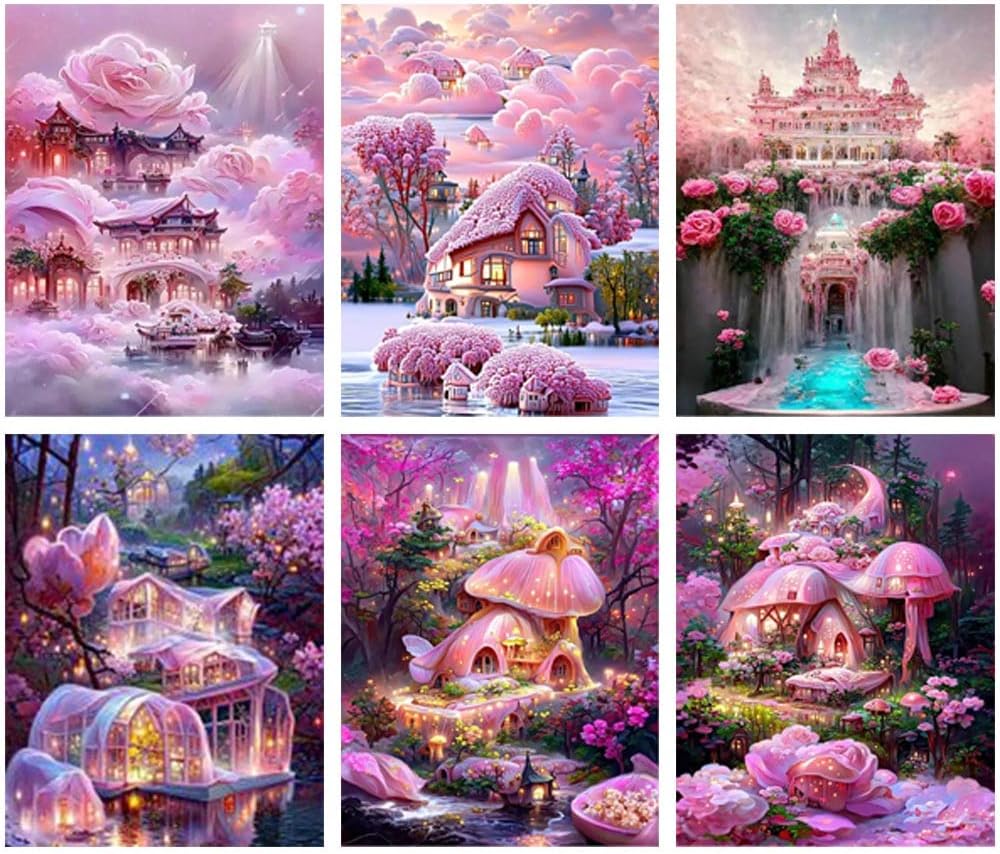 6 Pack 5d Diamond Painting Kits for Adults,DIY Full Drill