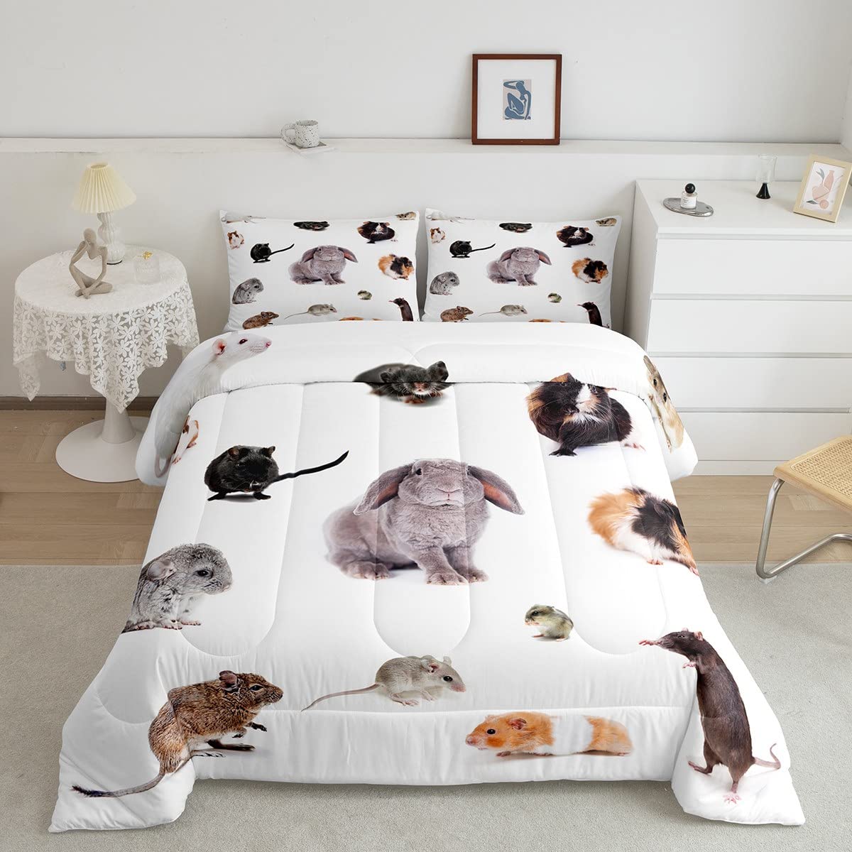 Cartoon Animal Comforter Set for Kids Boys Girls Guinea Pig Lovely Pet Comforter Cute Cavy