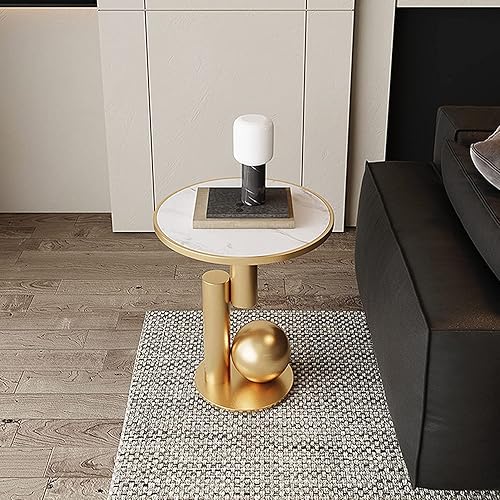 Miniatura 2 de Mesa de Centro Creative Slate Coffee Table 21.7 Inch Height Sofa Side Table Metal Frame Modern Minimalist Round Nightstand for Living Room Bedroom