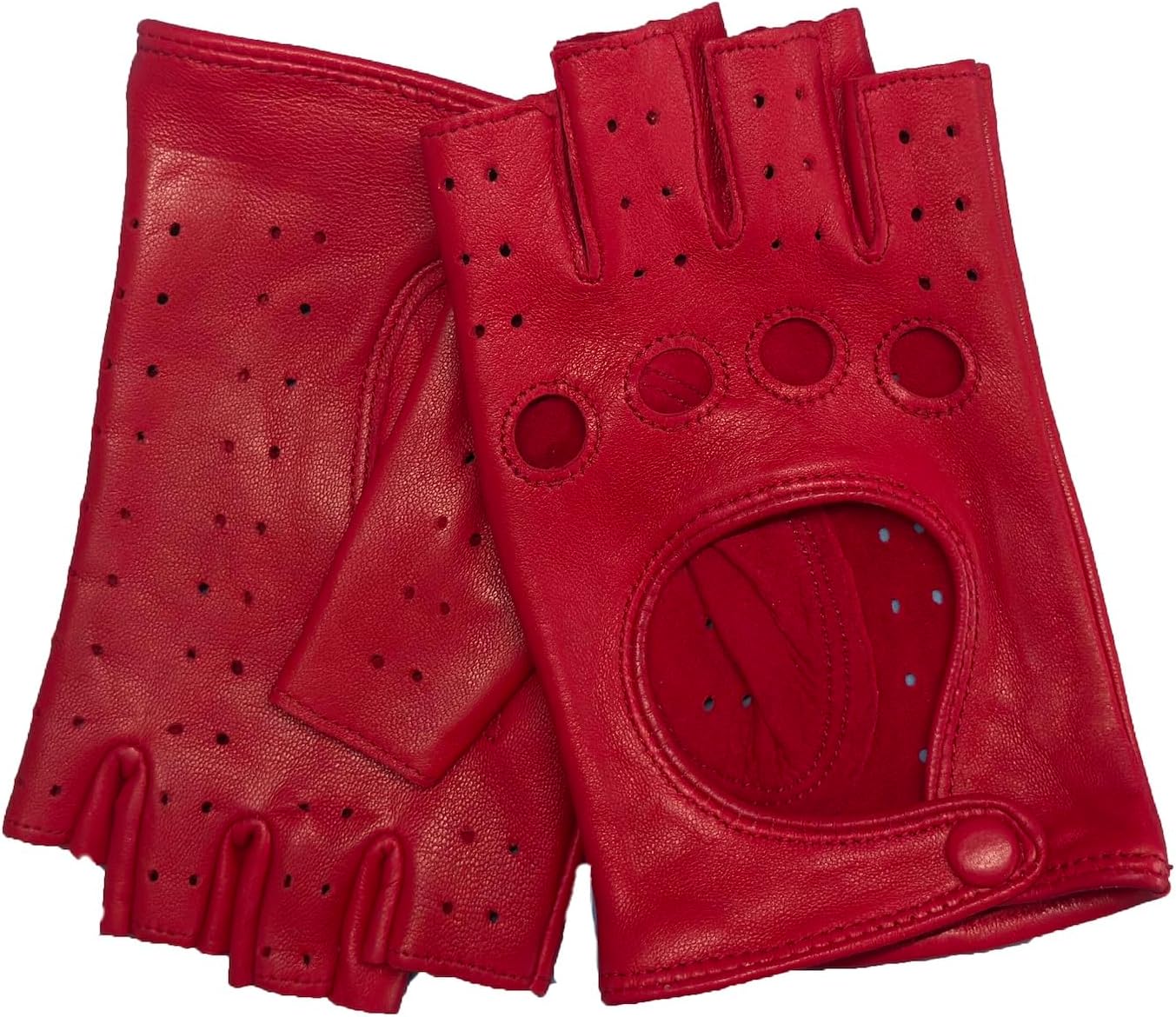 Driving Gloves for Women Leather Fingerless Unlined Lambskin Gloves - Image 3