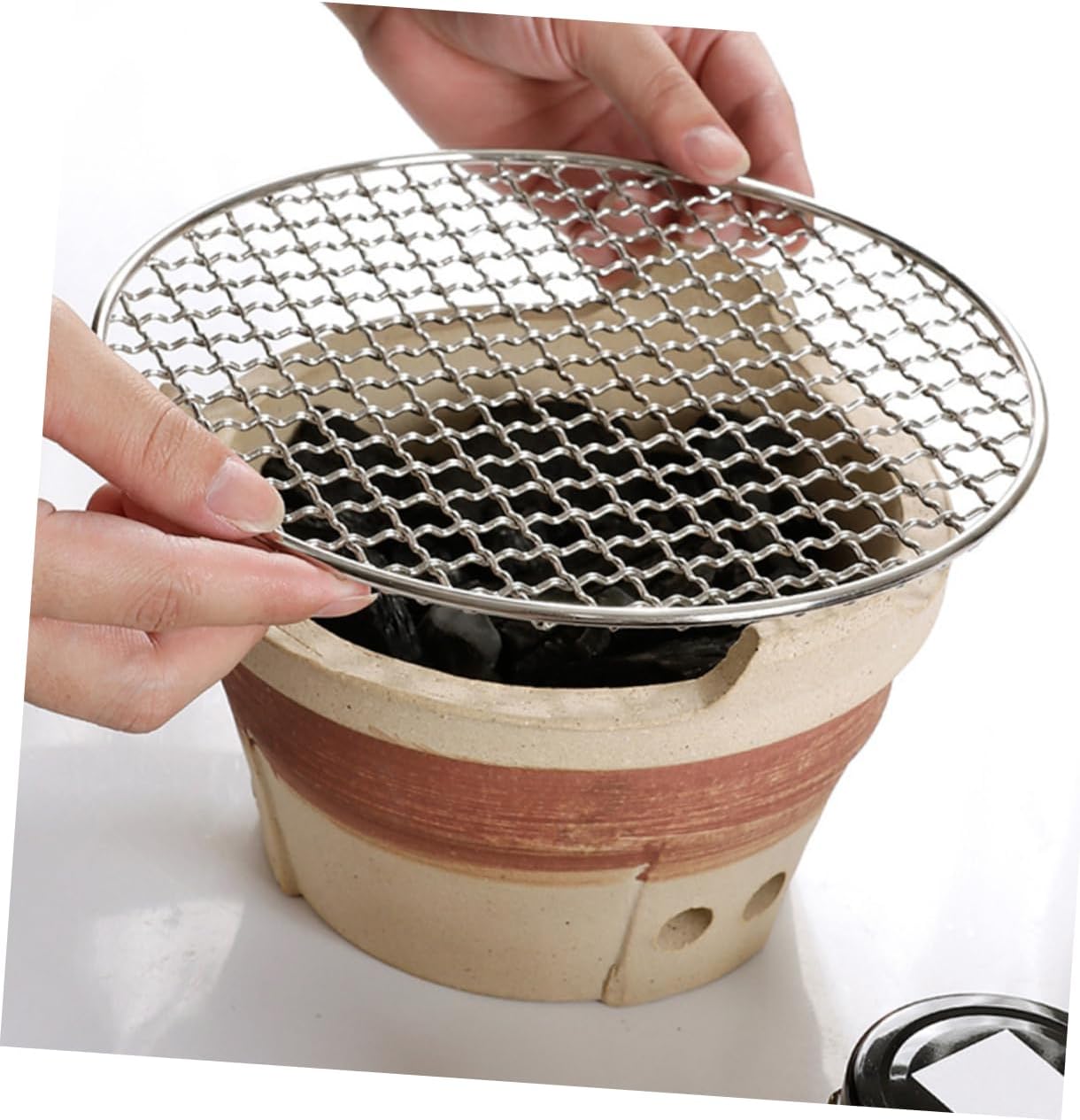 Kisangel Outdoor Charcoal Stove Clay Barbecue Grill for Cooking Meat Fish and Vegetables Lightweight Portable and Easy to Up for Camping and Picnics