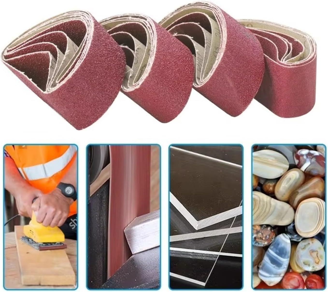 60x400mm Sanding Belts Grit 40/60/80/120 Sander Attachment Grinder Polisher Power Tool Accessory 5pcs(60x400 Grit 60 5pcs)