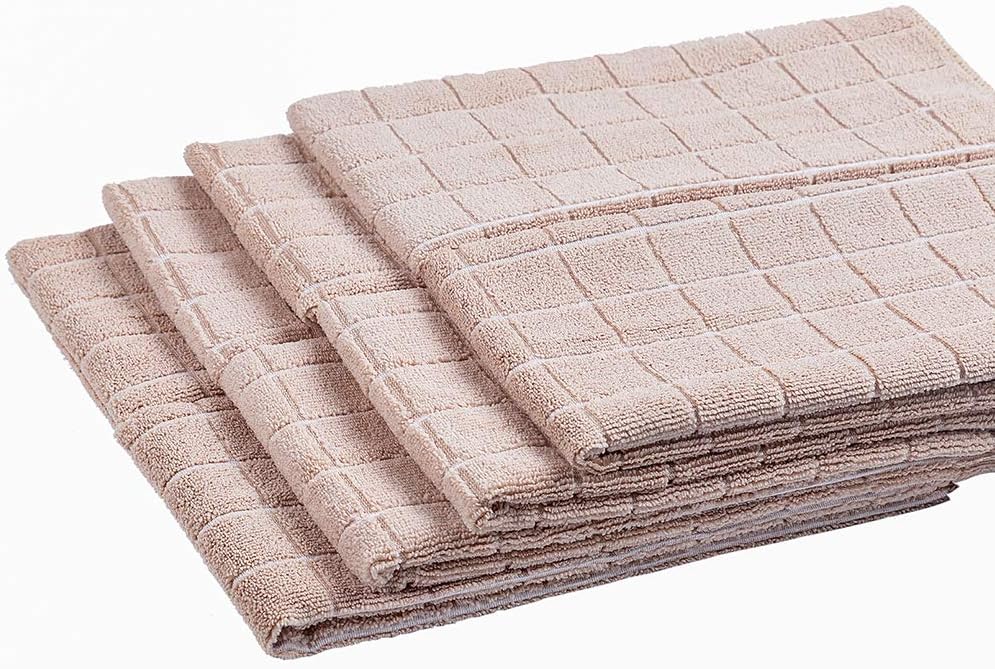 Microfiber Dish Towels - Soft, Super Absorbent and Lint Free Kitchen Towels - 8 Pack (Lattice Designed Camel Colors) - 26 x 18 Inch (Camel) image 2