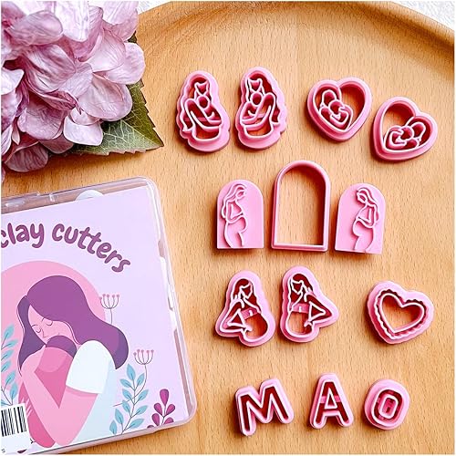 Cortadores de arcilla polimérica navideña, mini cortadores de aretes (cortadores de arcilla para el día de la madre)