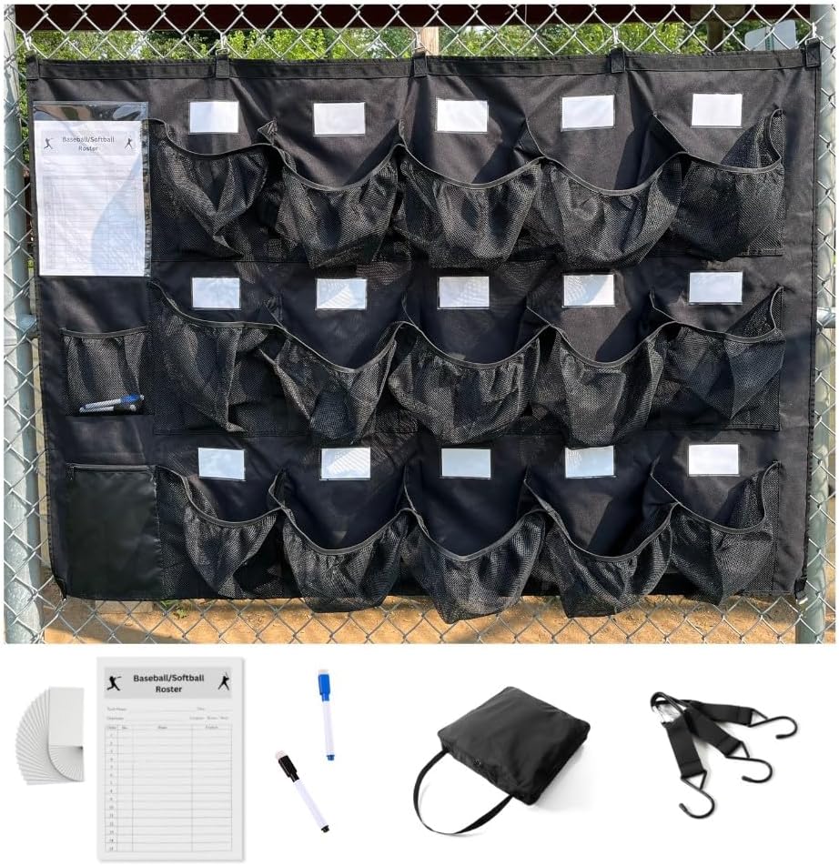 Qoolyn Baseball Dugout Organizer 3 Bonus Gear Hangers