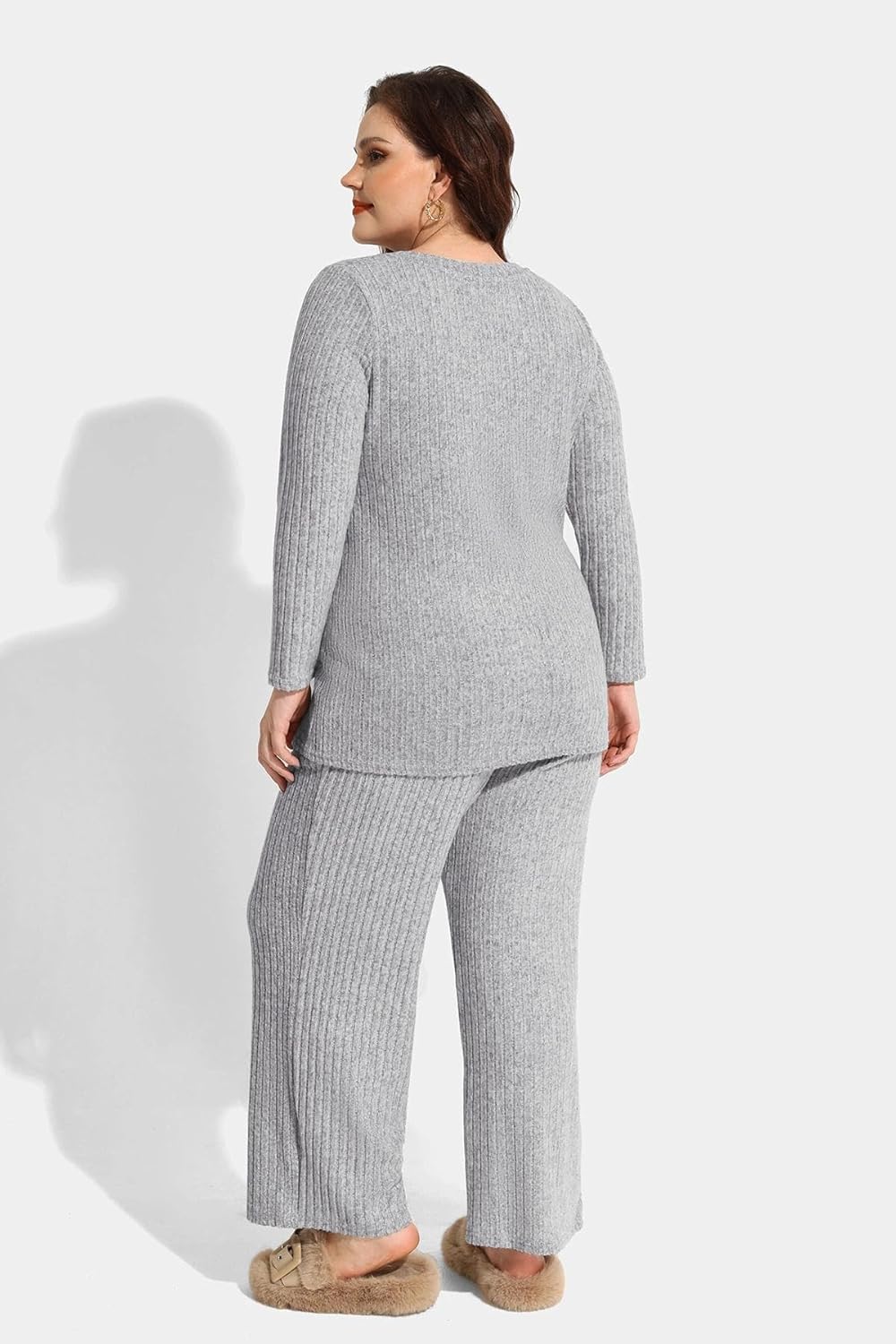 TIYOMI Plus Size Suits For Women 2 Piece Outfits Sweater Top & Wide Leg Pants XL-5XL - Image 4