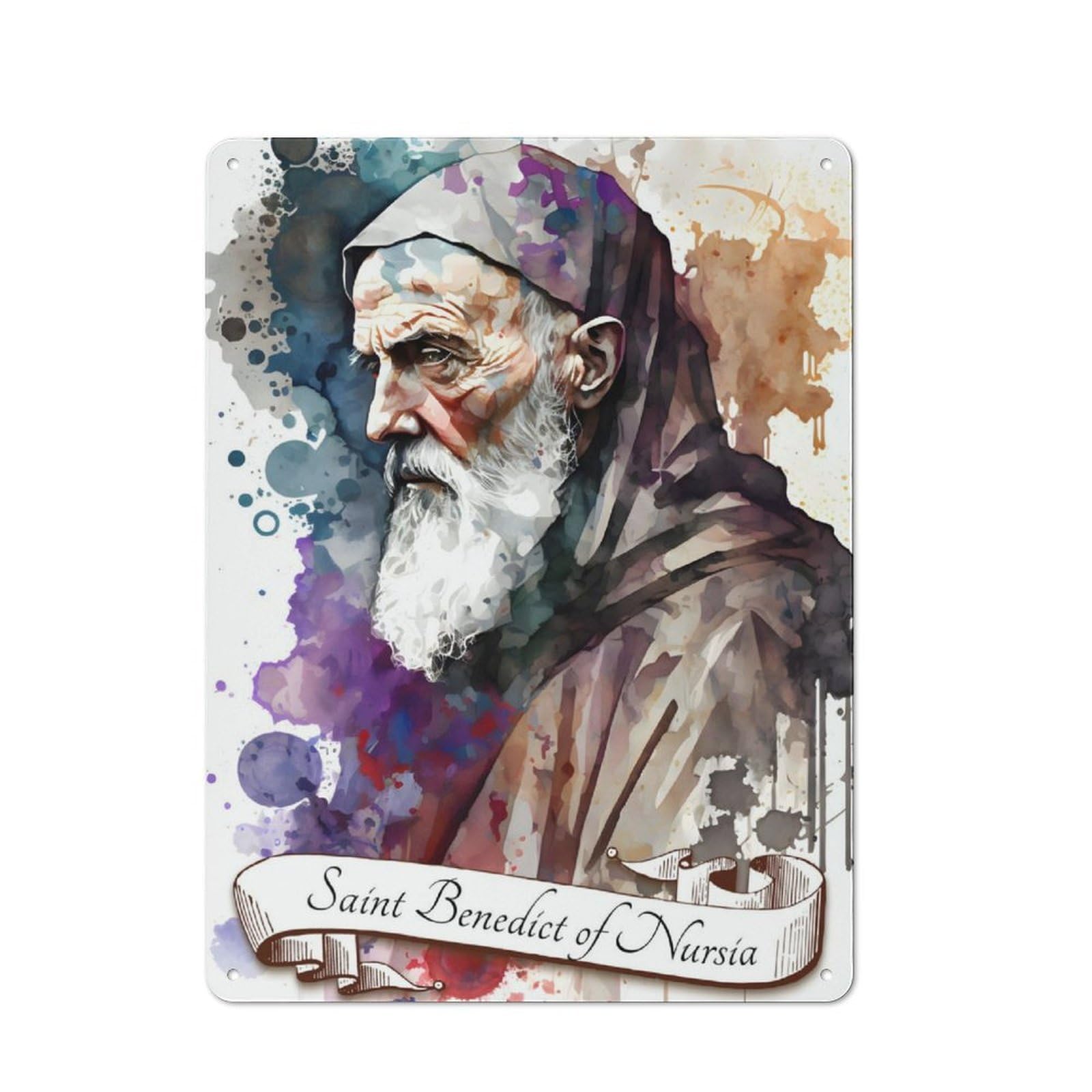 Junmoney Saint Benedict Of Nursia Retro Metal Wall Sign 40X30cm With For Garage Wall, A Decorative Metal Sign For Garages And Workshops