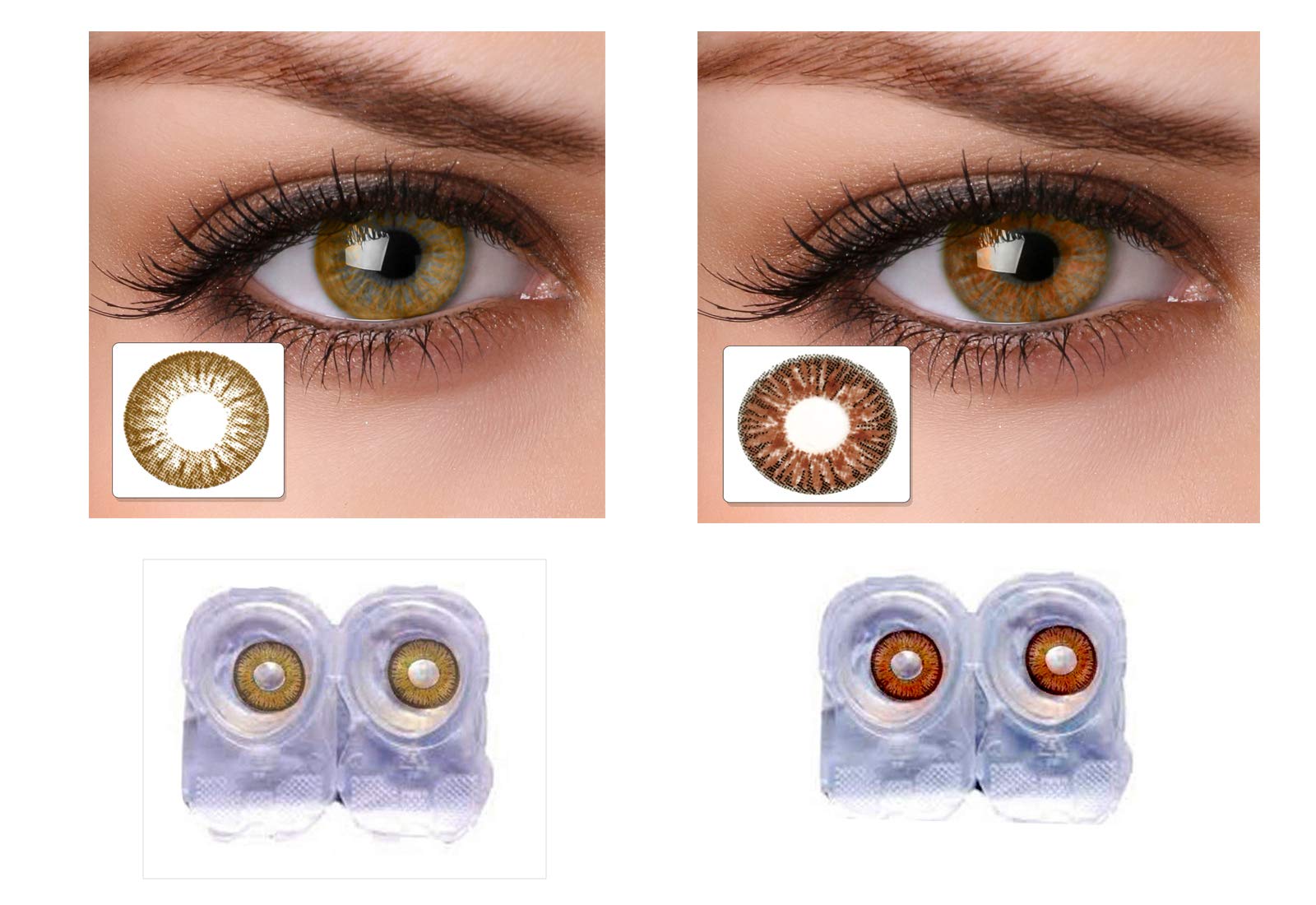 Magjons 2 Pair Brown & Hazel 0 Power Party Contact Lean Monthly Use With 80ml Solution & Lens Case