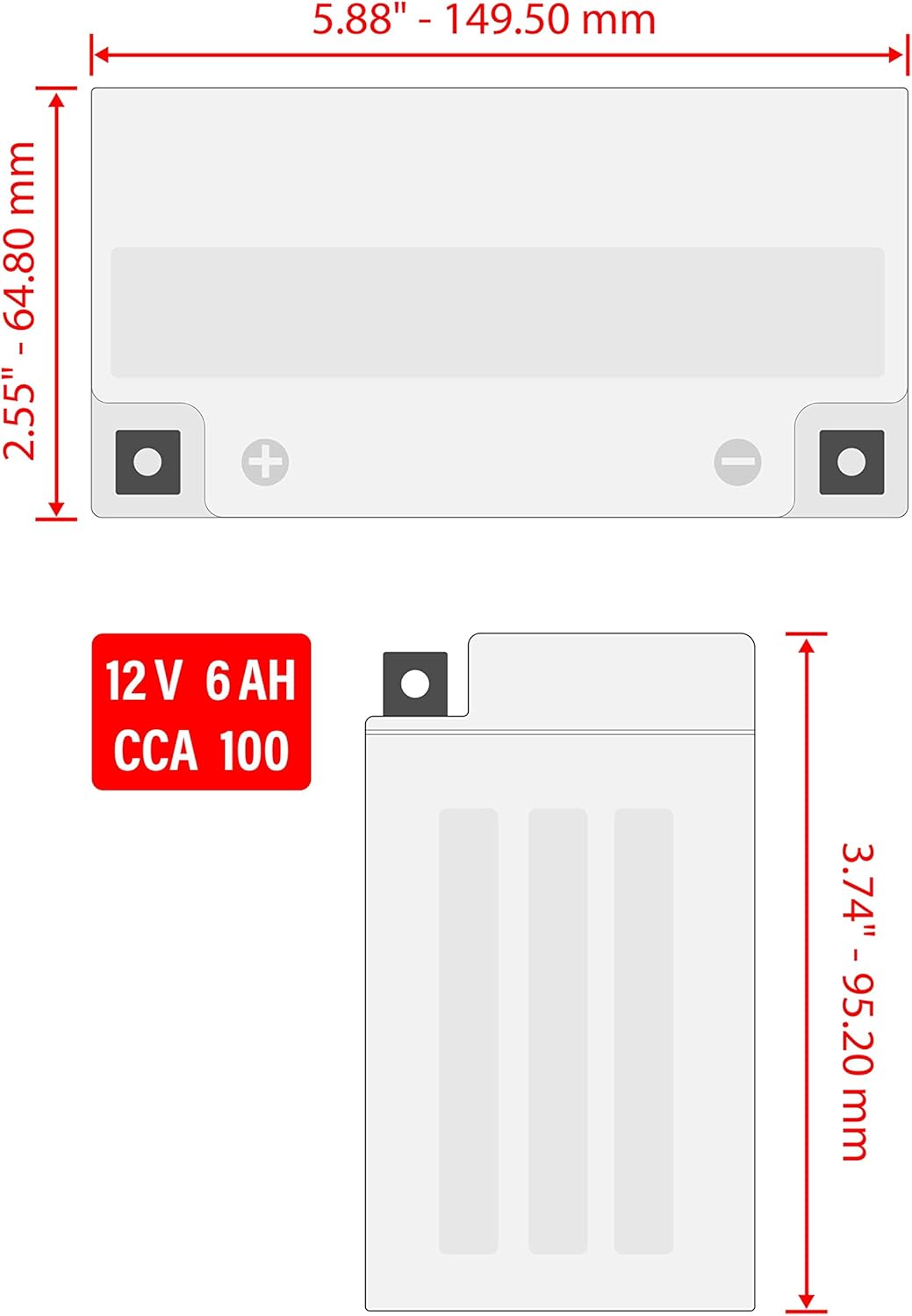 Caltric AGM Battery Compatible with Yamaha TT-R250 1999 2000 2001-2006 / SMAX XC155LR 2020