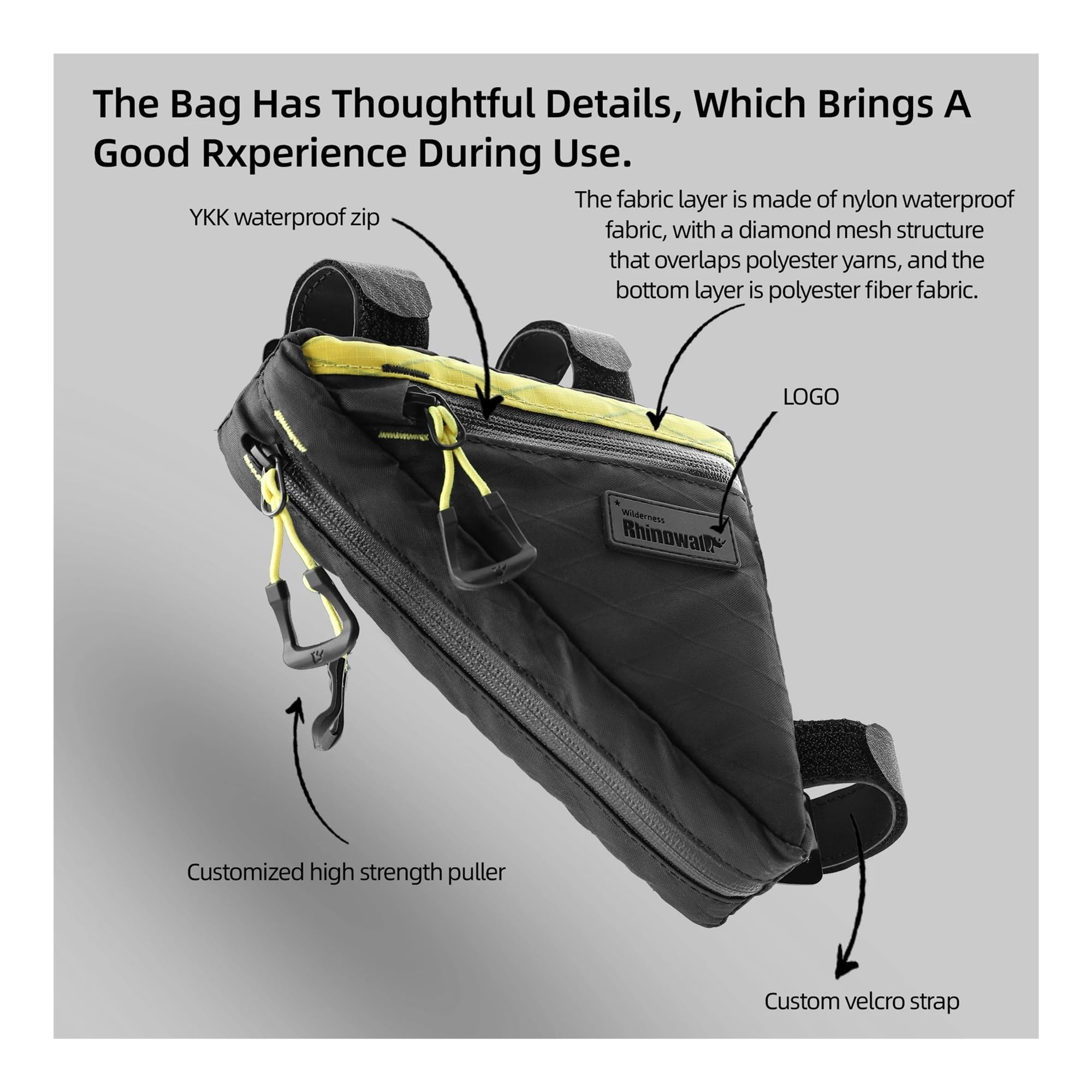 Borsa con telaio triangolare for bici impermeabile da 1 pezzo da 0,9 litri | Guida quotidiana, viaggi in bikepacking, negozio di piccoli accessori for il ciclismo(White)