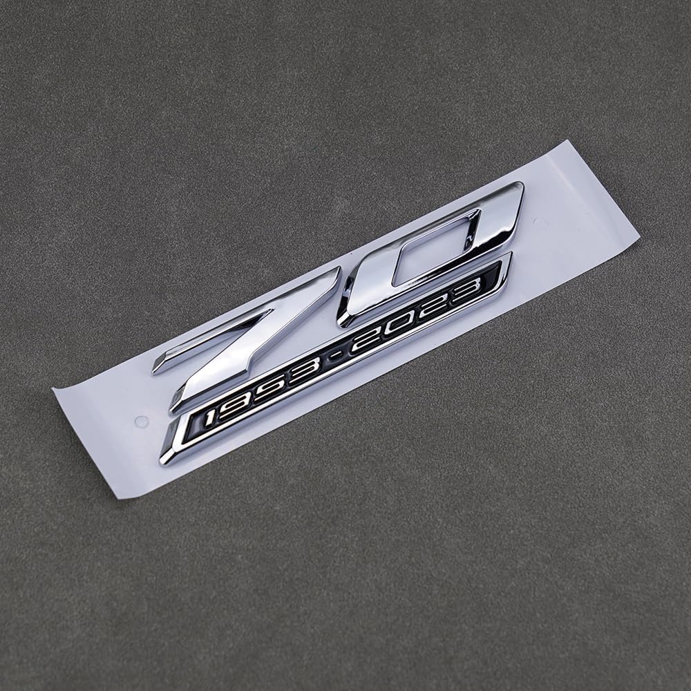 2Pc 70th Anniversary Side Emblems Car Fender 3D Badge Sticker Replacement for 2020-2024 C8 Corvette Genuine 70th (Silver Black)