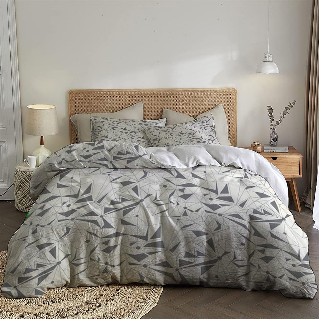 NIBAINLO 布団カバー抽象的な幾何学的な線パターン 肌に優しい ピーチスキン加工 掛け布団カバー 和式 洋式 あったか 布団カバーセット リバーシブル ホームステイ ホテル 家庭兼用