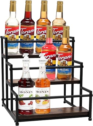 Estante de exhibición de botellas, estante de barra, estante de encimera para jarabe, vino, especias-3