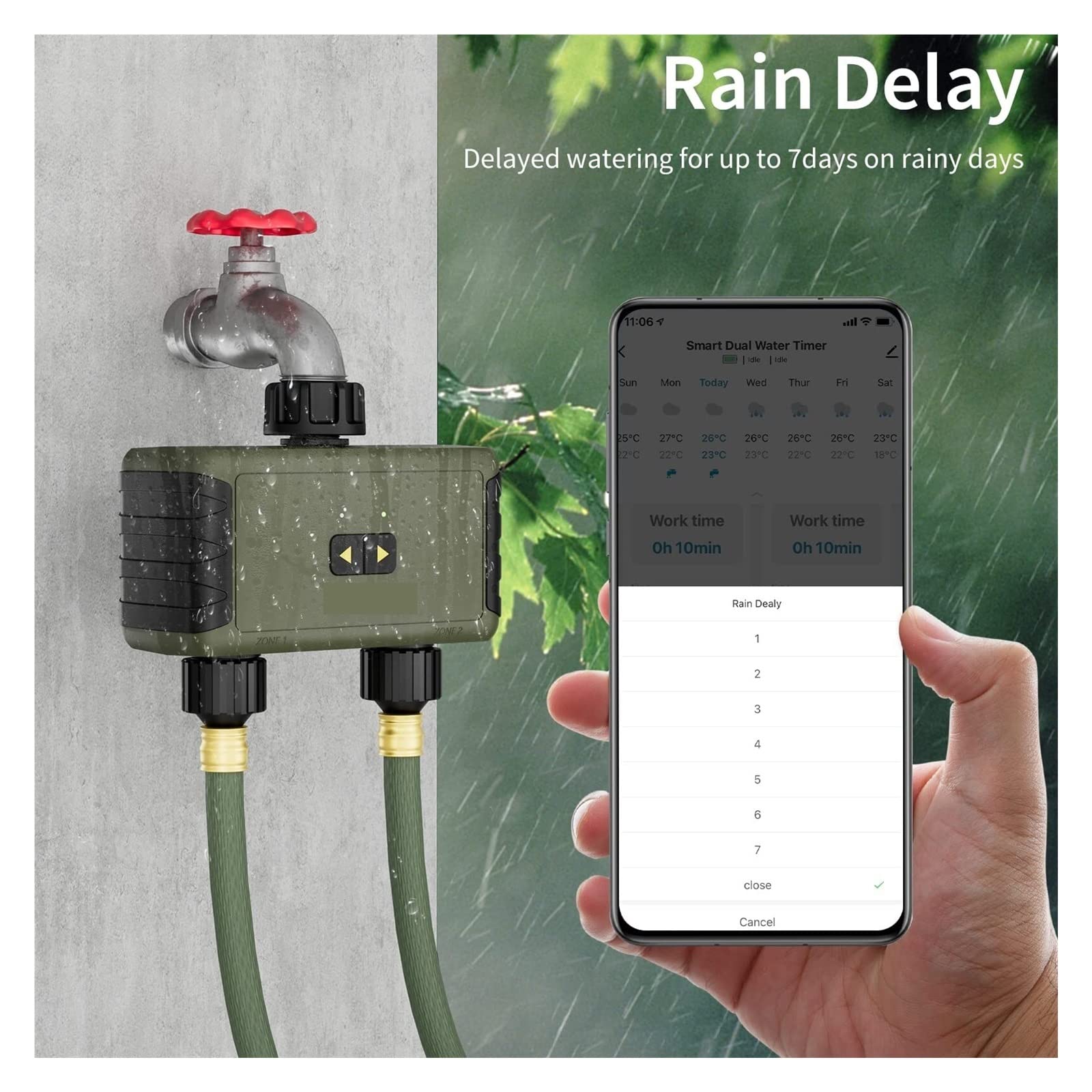 Temporizador de riego inteligente for jardín, controlador de riego por goteo automático, válvula de agua, de riego automático for jardín