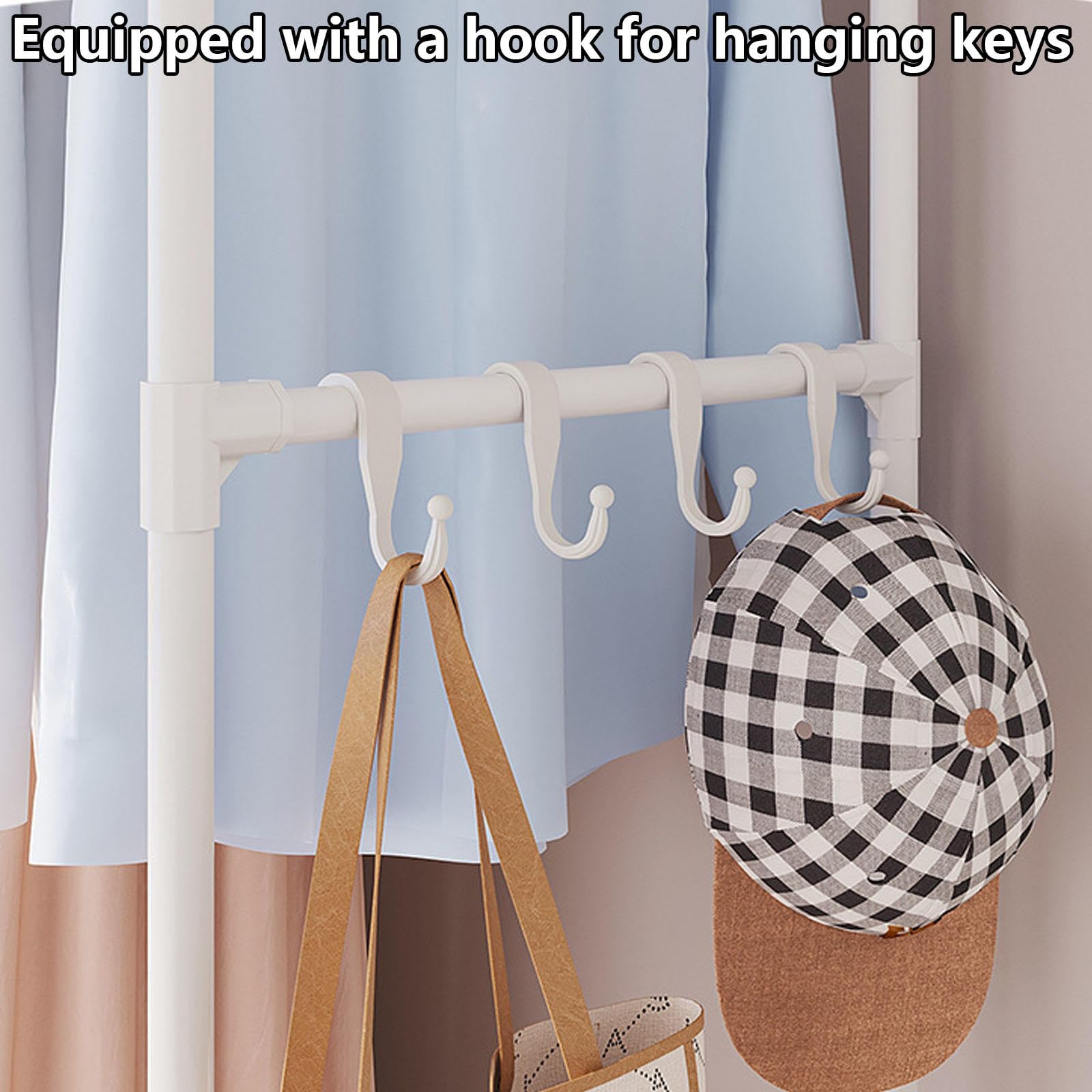 Kleiderschrank Tragbar Garderobenregale, Canvas-Garderobe Für Schlafzimmer, Kleiderschrank Aus Stoff Faltbarer Schrank Für Kleidung, Taschen,Black-Withdoorcurtain