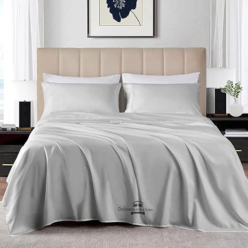 Miniatura 7 de Juego de sábanas cortas tamaño King, 4 piezas, 100% algodón egipcio de 800 hilos, sábanas de algodón de 72 x 75 pulgadas, sábanas de algodón de