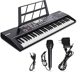 Digital Piano Piano 61 Keys & Notes Music Stand Portable Electronic Keyboard Music Instrument with Speakers and Teaching M…