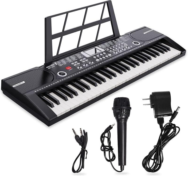 61 keys keyboard piano, Electronic Digital Piano with Built-In Speaker Microphone, Sheet Stand and Power Supply, Portable piano Keyboard Gift Teaching for Beginners
