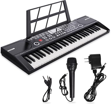61 keys keyboard piano, Electronic Digital Piano with Built-In Speaker Microphone, Sheet Stand and Power Supply, Portable piano Keyboard Gift Teaching for Beginners