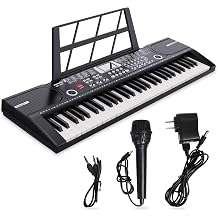 61 keys keyboard piano, Electronic Digital Piano with Built-In Speaker Microphone, Sheet Stand and Power Supply, Portable piano Keyboard Gift Teaching for Beginners