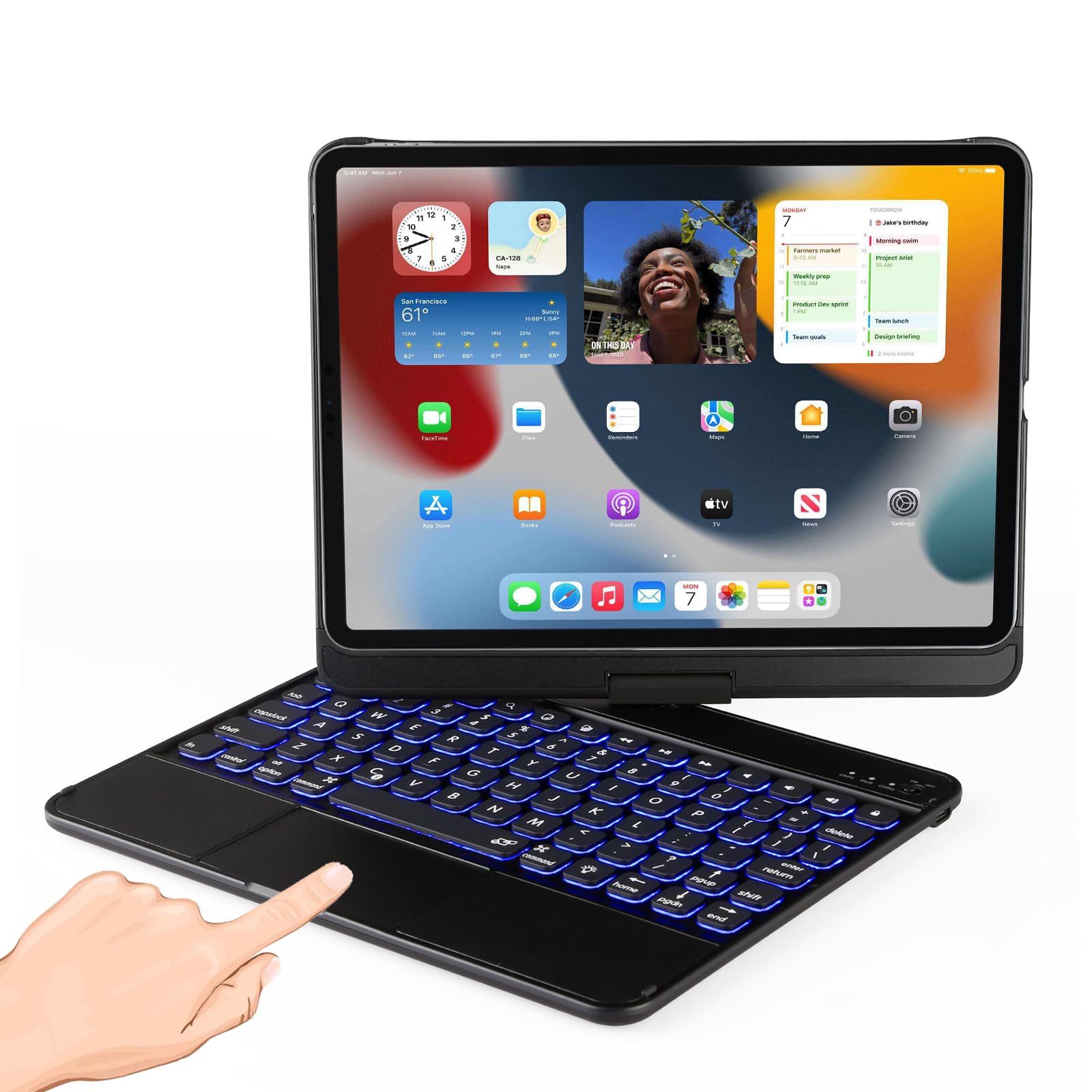 Keyboard Case for iPad Air 11 inch M2 2024,Mulit Touchpad Backlight for iPad Pro 11-inch 4th/3rd/2nd/1st/iPad Air 5th/4th Generation 10.9 inch 360 Swivel Rotatable Thin Light Cover
