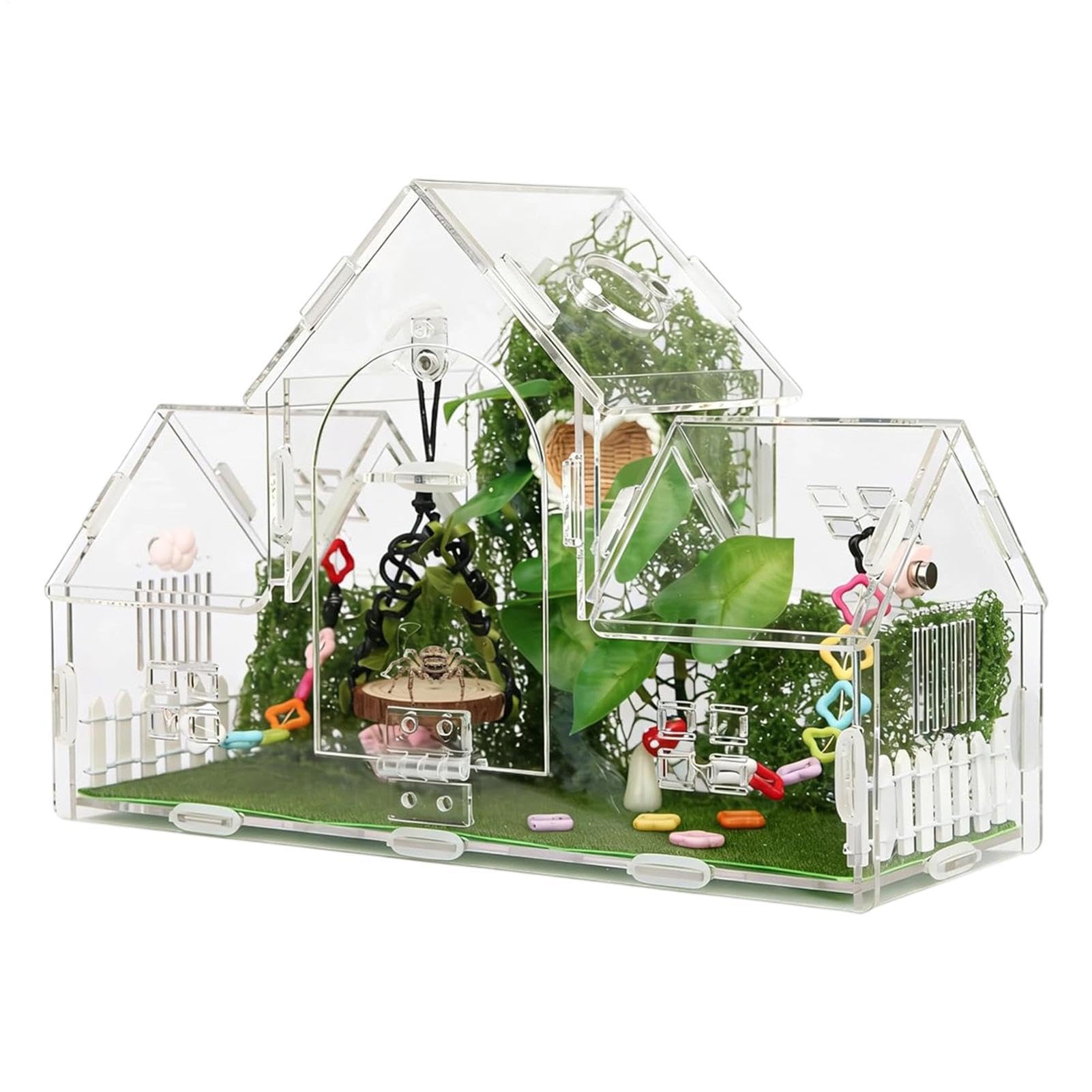 Spider Enclosure | Escape Proof Magnetic Door Clear Acrylic | Reptile Keeper Habitat - for Small Reptiles Snails Mantises Scorpion Frog Isopod