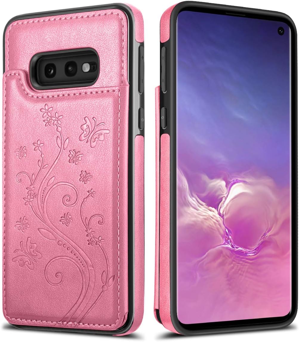 HianDier Wallet Case for Galaxy S10E Slim Protective Case with Credit Card Slot Holder for Women Flip Folio Soft PU Leather Magnetic Closure Cover Case for Samsung Galaxy S10E 5.8 Inches, Pink