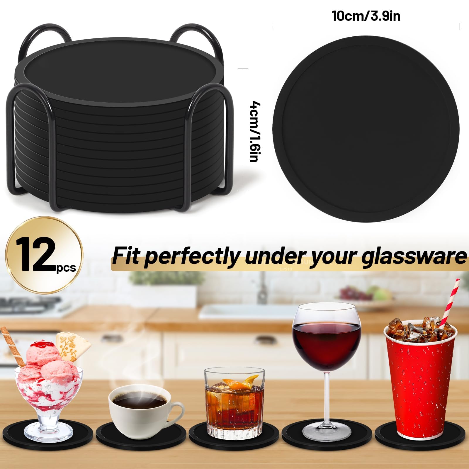 10 Stuks Siliconen Onderzetters Rond voor Glazen Set, Diameter 10 cm BPA-vrije Silicone Afwasbare Antislip en Geïsoleerde Onderzetters Isoleren Modern Design voor Dranken, Kopjes, Bar, Glas, Wit 10 Stuks Siliconen Onderzetters Rond voor Glazen Set, Diameter 10 cm BPA-vrije Silicone Afwasbare Antislip en Geïsoleerde Onderzetters Isoleren Modern Design voor Dranken, Kopjes, Bar, Glas, Wit