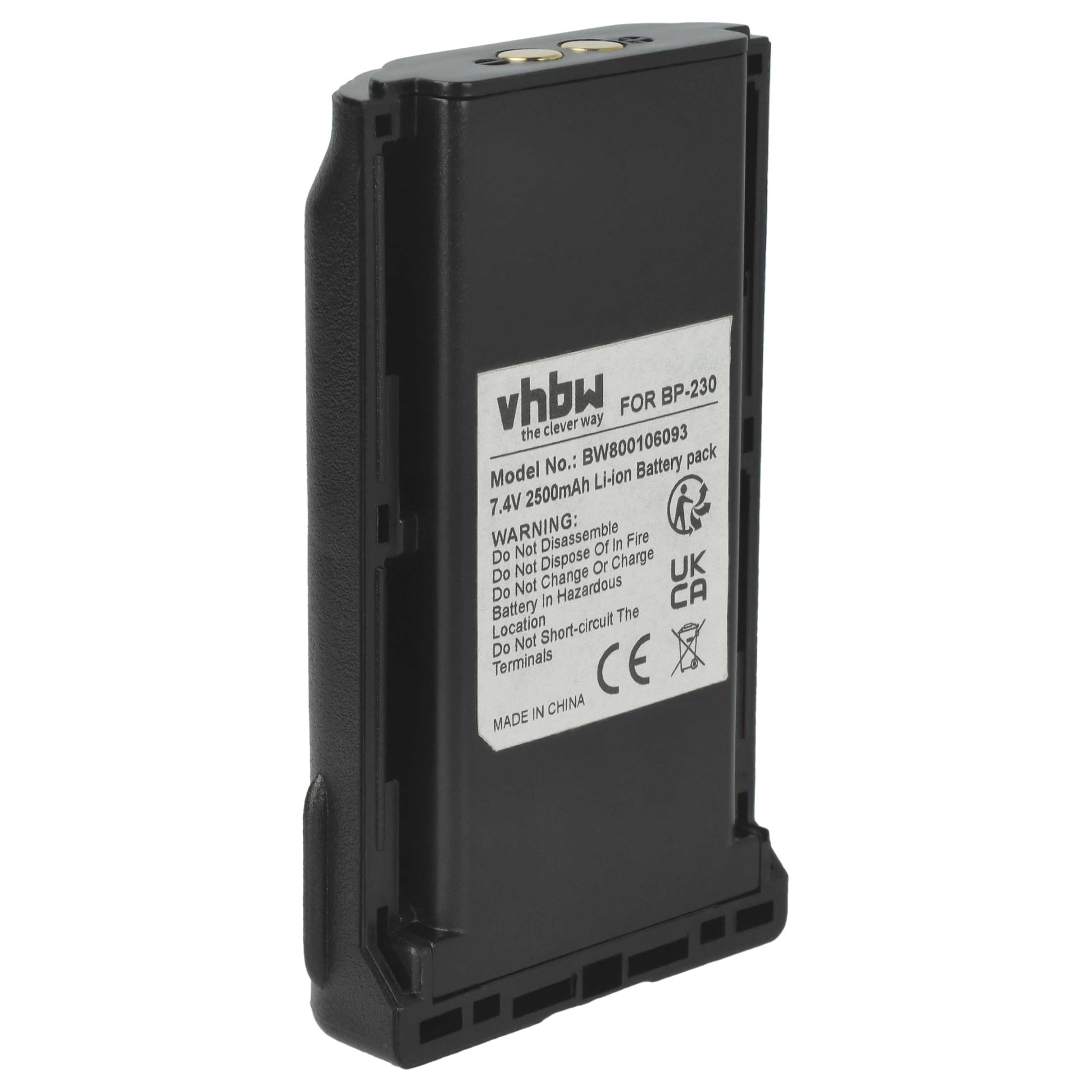 vhbw Bateria zamienna do Icom BP-232N, BP-232WP do krótkofalówki, Walkie Talkie (2500 mAh, 7,4 V, litowo-jonowa)