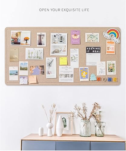 Miniatura 5 de 2 tablones de anuncios plegables de fieltro grande, 36 x 18 pulgadas, tablero decorativo enmarcado con 70 pines de rosas para paredes de escuela,