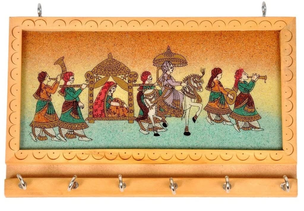 Fashion Bizz Wooden Key Holder/Hanger Wall Hanging Decor (7"x5"x1