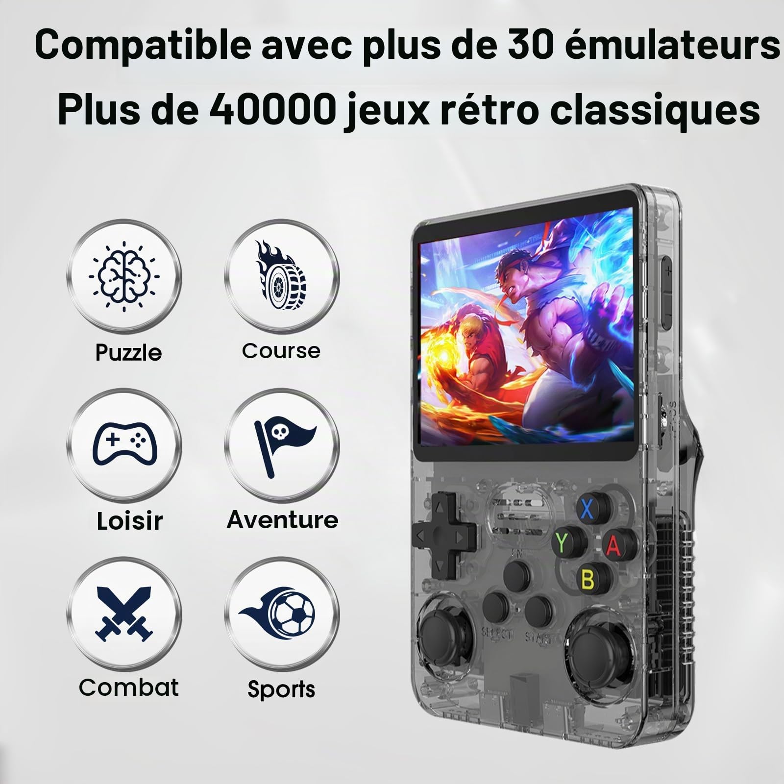 Console de Jeux Rétro R36S, 3,5 Pouces Écran IPS, 128 Go Mémoire, 40000 Jeux, Violet