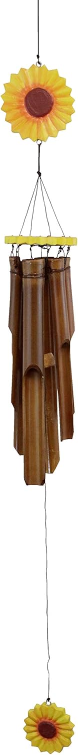 Cohasset Gifts Bamboo Wind Chime | #149 | Sunflower Bamboo Wind Chime | Wood, Outdoor, Home Décor for Decks, Garden, Porch | Bright Cheerful Yellow |